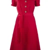 Pretty Retro Landgirl 40's A-Line Dress Red