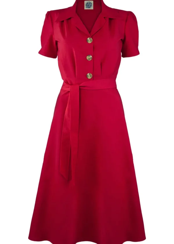 Pretty Retro Landgirl 40's A-Line Dress Red