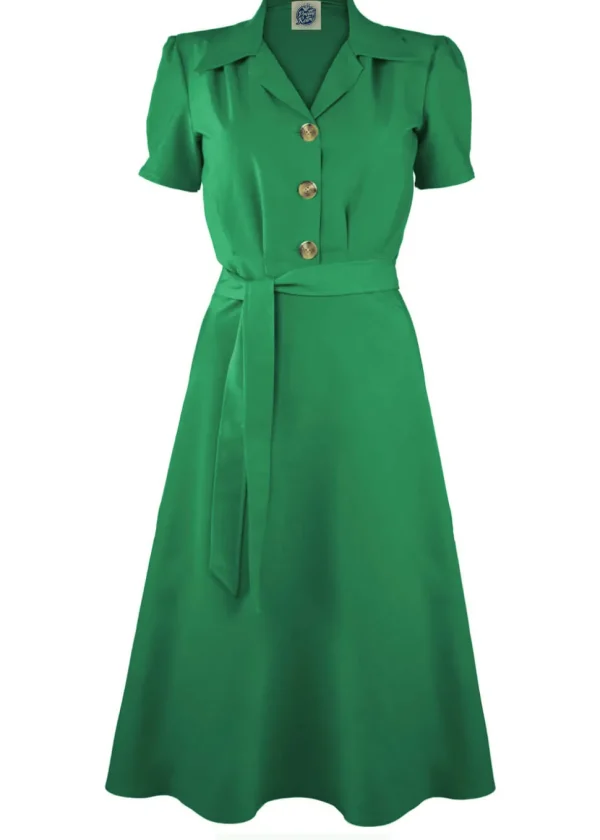 Pretty Retro 40's Landgirl Swing Dress Green