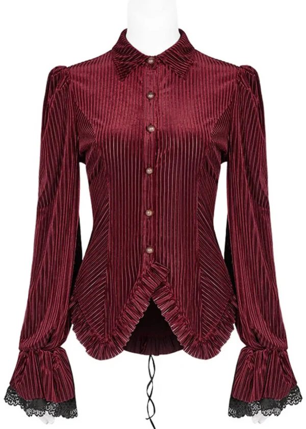 Punk Rave The Manor Velvet Blouse Red