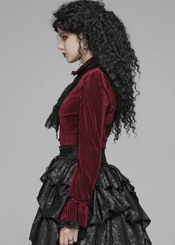 Punk Rave The Manor Velvet Blouse Red