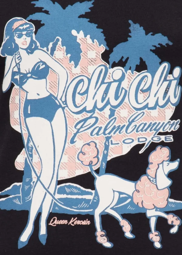 Queen Kerosin Chi Chi Beach Poodle Girly T-Shirt Black