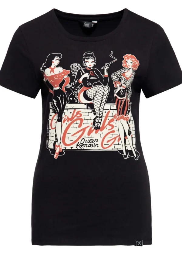 Queen Kerosin Girls Girls Girls Girly T-Shirt Black