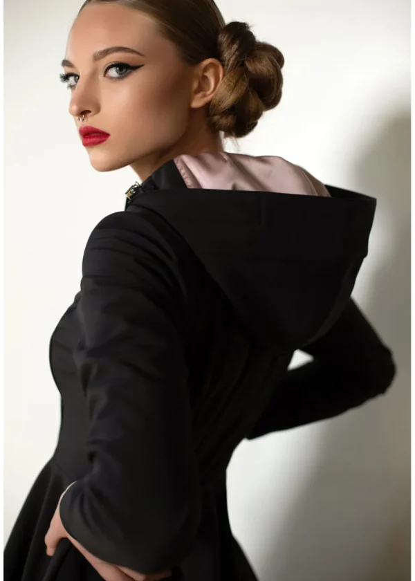 RainSisters Midnight Water-Repellent 50's Raincoat Black Pink