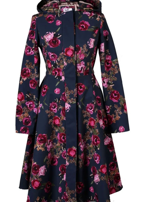 RainSisters Misty Rose Water-Repellent 50's Raincoat Blue