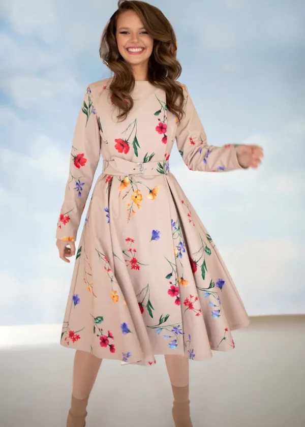 RainSisters Spring Blossom Water-Repellent 50's Raincoat Beige