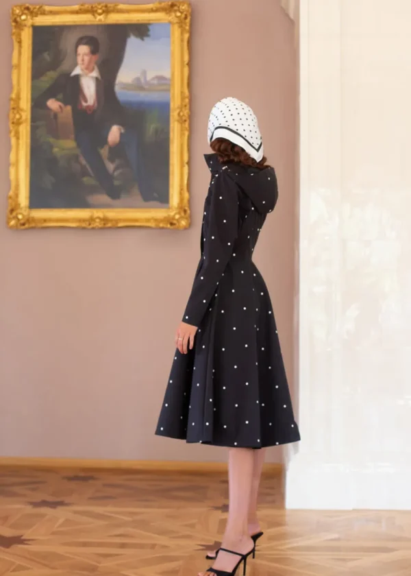 RainSisters Timeless Polka Dots Water-Repellent 50's Raincoat Black