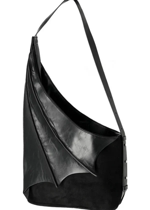 Restyle Bat Winged Hobo Shoulderbag Black