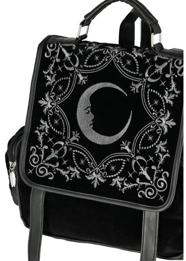 Restyle Crescent Moon Velvet Backpack Black