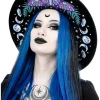 Restyle Enchanted Forest Moth Fern Embroidery Hat Black