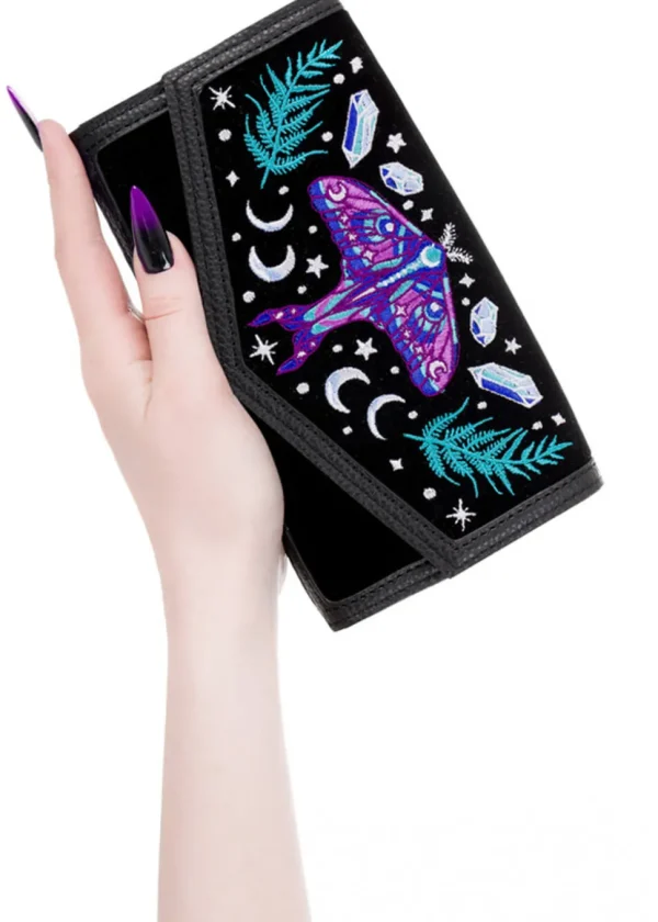 Restyle Enchanted Forest Moth Fern Wallet Black