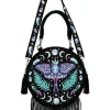 Restyle Enchanted Forest Moth Fern Round Bag Black