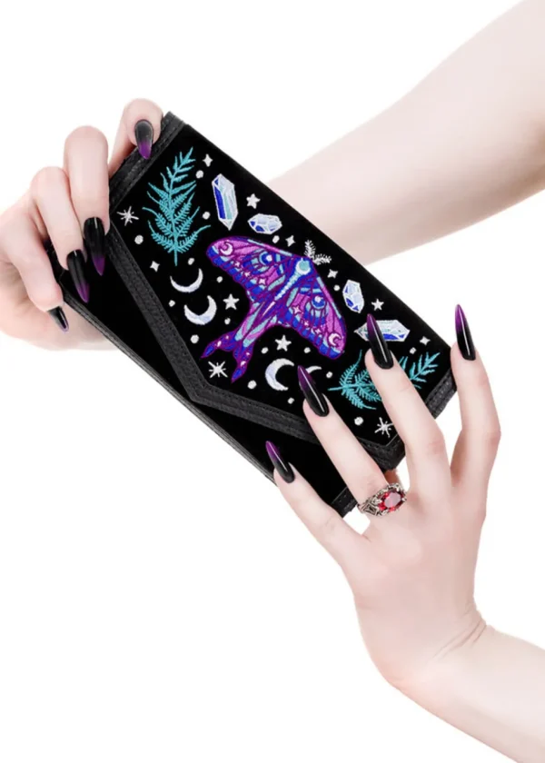 Restyle Enchanted Forest Moth Fern Wallet Black