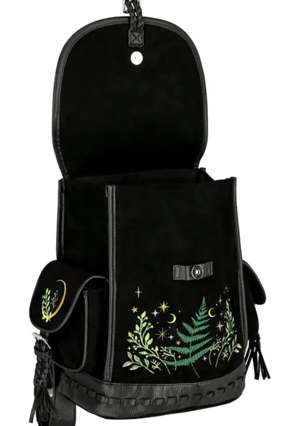 Restyle Herbal Fern Embroidery Backpack Black