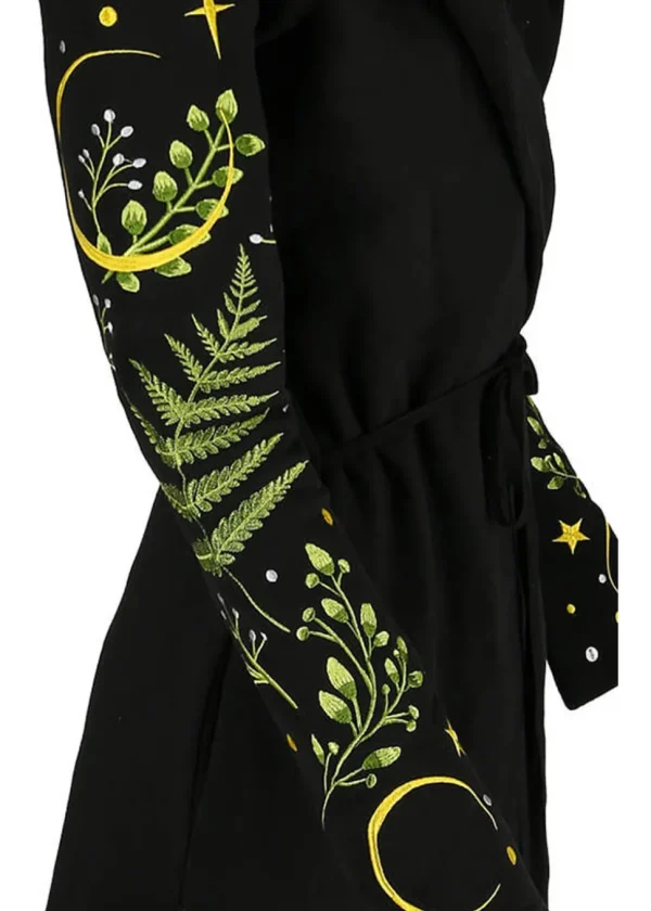 Restyle Herbal Fern Embroidery Hoodie Black