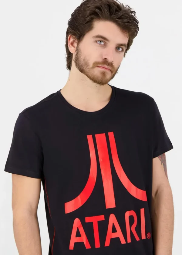 Retro Games Heren Atari Red Logo T-Shirt Black