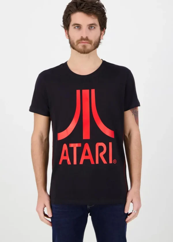 Retro Games Heren Atari Red Logo T-Shirt Black