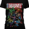 Retro Movies DC Comics Marvel Team-Up Girly T-Shirt Black