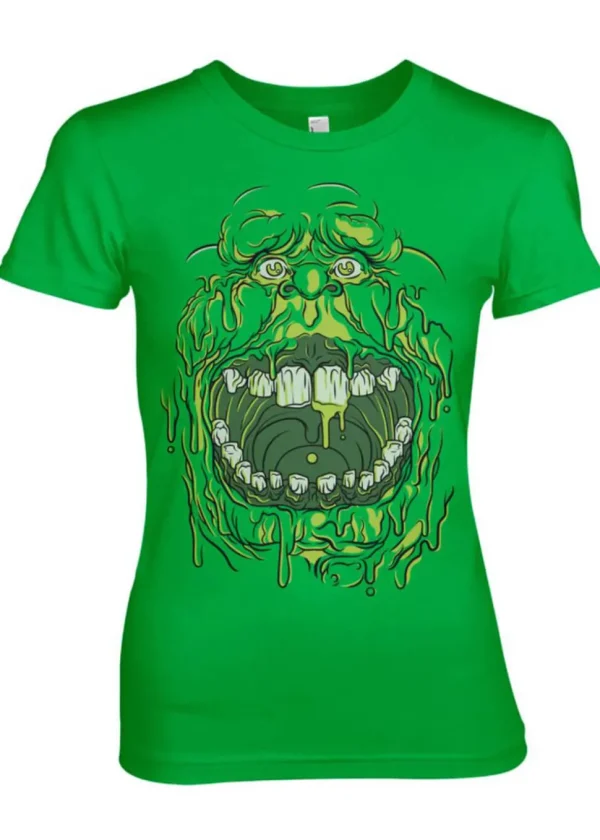 Retro Movies Ghostbusters Slimer Girly T-Shirt Green