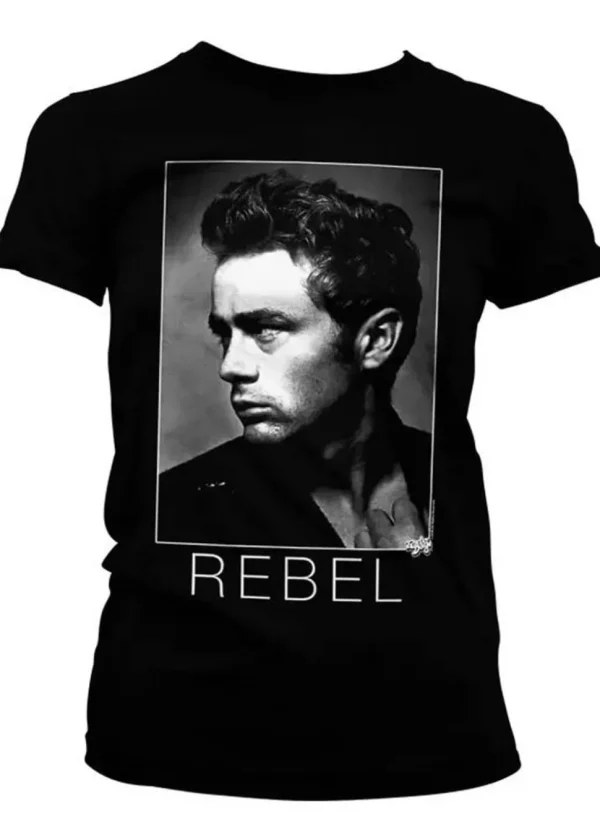 Retro Movies James Dean Rebel Girly T-Shirt Black