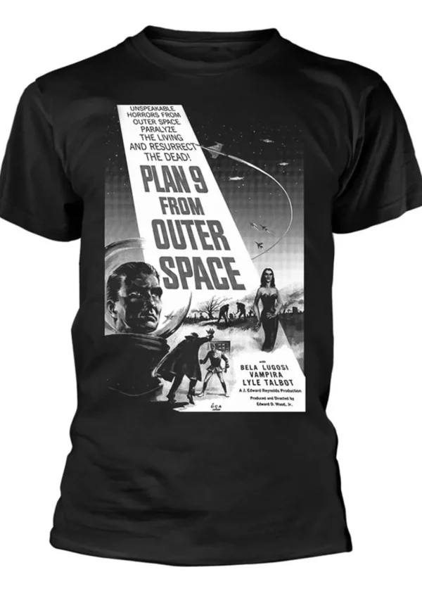 Retro Movies Plan 9 From Outer Space Poster T-Shirt Black
