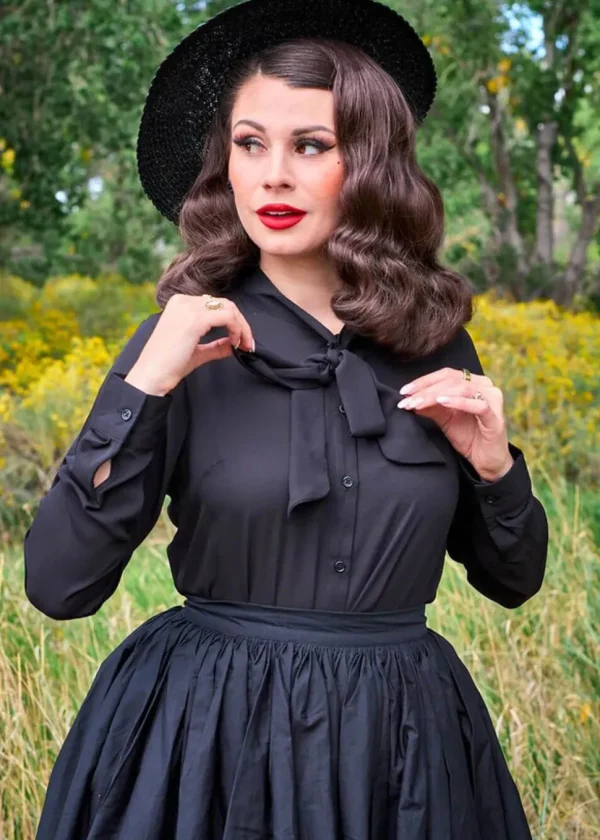 Retrolicious Helen Retro 50's Blouse Black