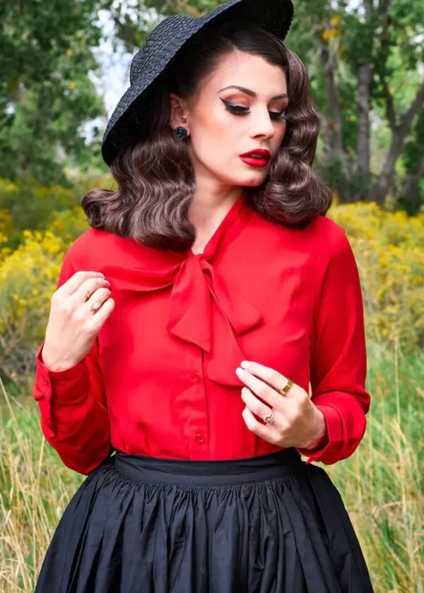 Retrolicious Helen Retro 50's Blouse Red