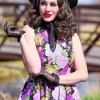 Retrolicious Vintage Floral 50's Swing Dress Purple