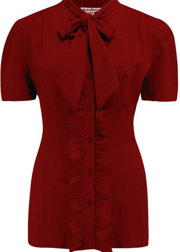 Rock N Romance Betsy 40's Blouse Wine