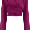 Rock N Romance Darla Lange Mouw 40's Wrap Blouse Plum