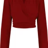 Rock N Romance Darla Long Sleeve 40's Wrap Blouse Wine