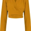 Rock N Romance Darla Long Sleeve 40's Wrap Blouse Mustard