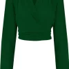 Rock N Romance Darla Long Sleeve 40's Wrap Blouse Green