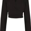 Rock N Romance Darla Long Sleeve 40's Wrap Blouse Black
