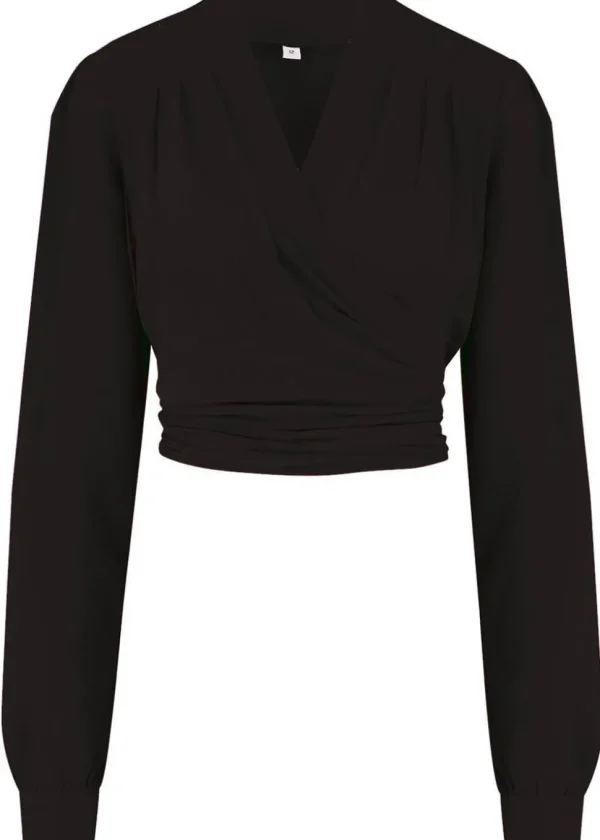 Rock N Romance Darla Long Sleeve 40's Wrap Blouse Black