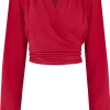 Rock N Romance Darla Long Sleeve 40's Wrap Blouse Red