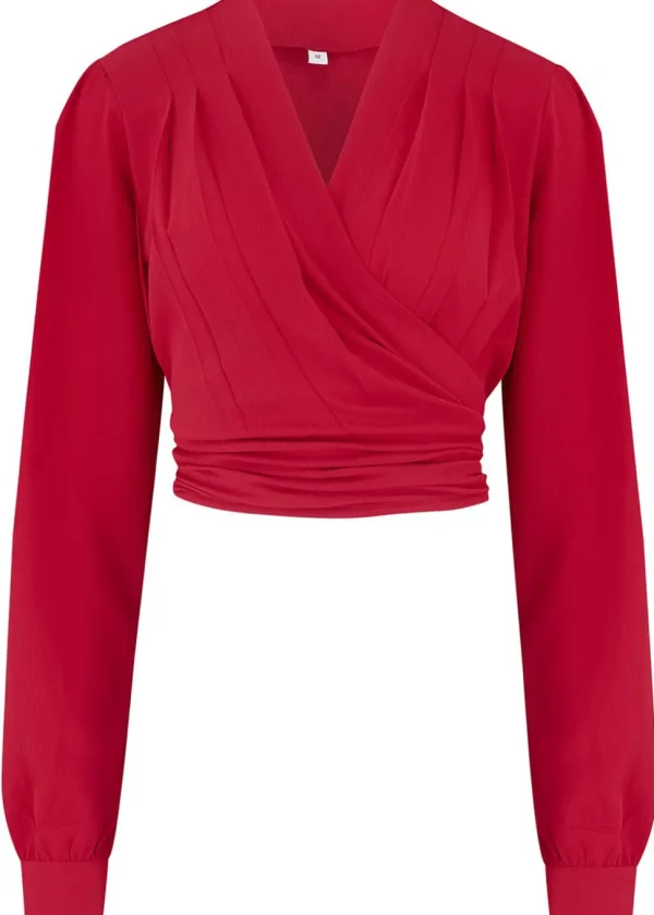 Rock N Romance Darla Long Sleeve 40's Wrap Blouse Red