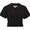 Rock N Romance Darla Short Sleeve 40's Wrap Blouse Black