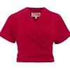 Rock N Romance Darla Short Sleeve 40's Wrap Blouse Red