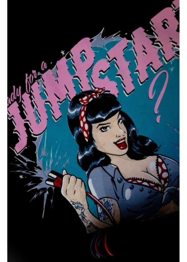 Rumble59 Ready for a Jumpstart Girly T-Shirt Black