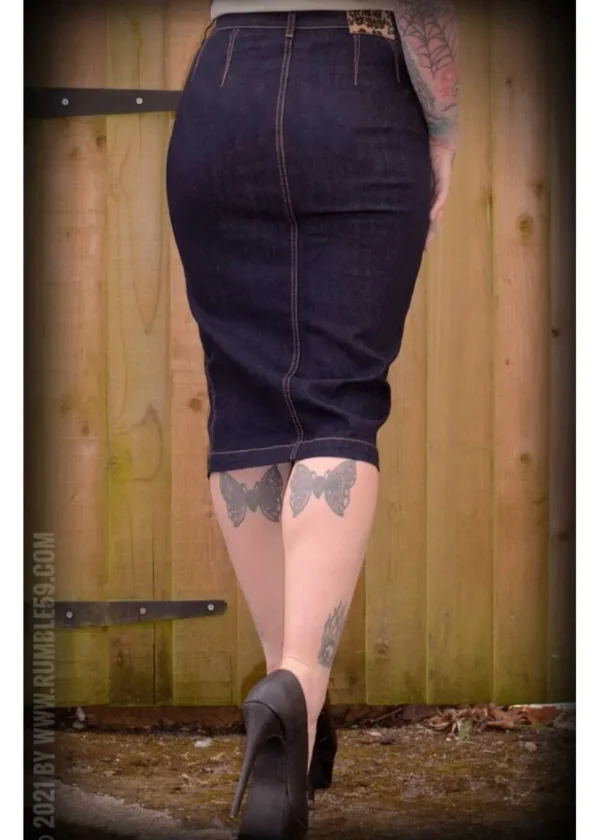 Rumble59 Second Skin Jeans 50's Pencil Skirt Denim Navy