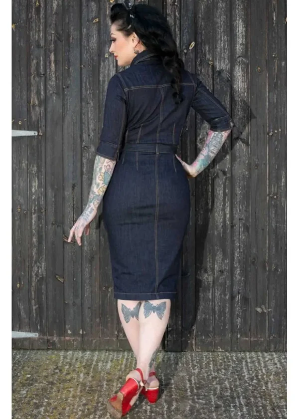 Rumble59 Second Skin Jeans 50's Pencil Dress Denim Navy