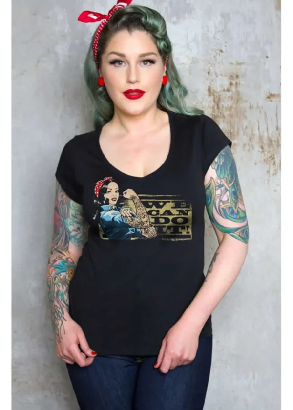 Rumble59 We can do it Girly T-Shirt Black