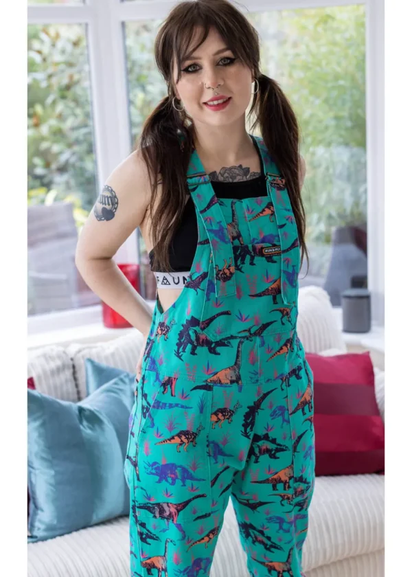 Run & Fly Adventure Dinosaur Twill 70's Dungarees Jade