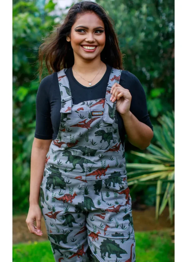 Run & Fly Adventure Dinosaur Twill 70's Dungarees Grey