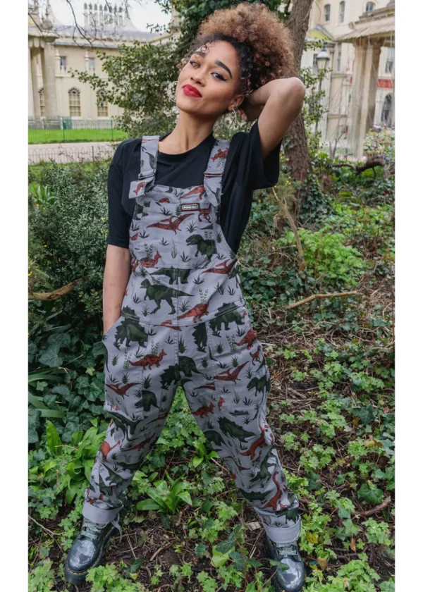 Run & Fly Adventure Dinosaur Twill 70's Dungarees Grey