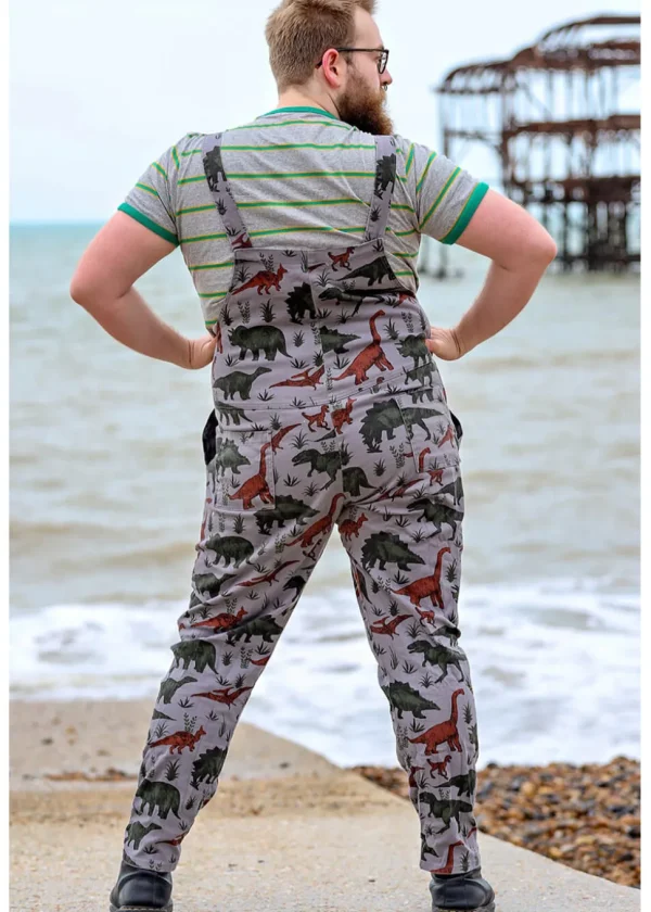 Run & Fly Adventure Dinosaur Twill 70's Dungarees Grey