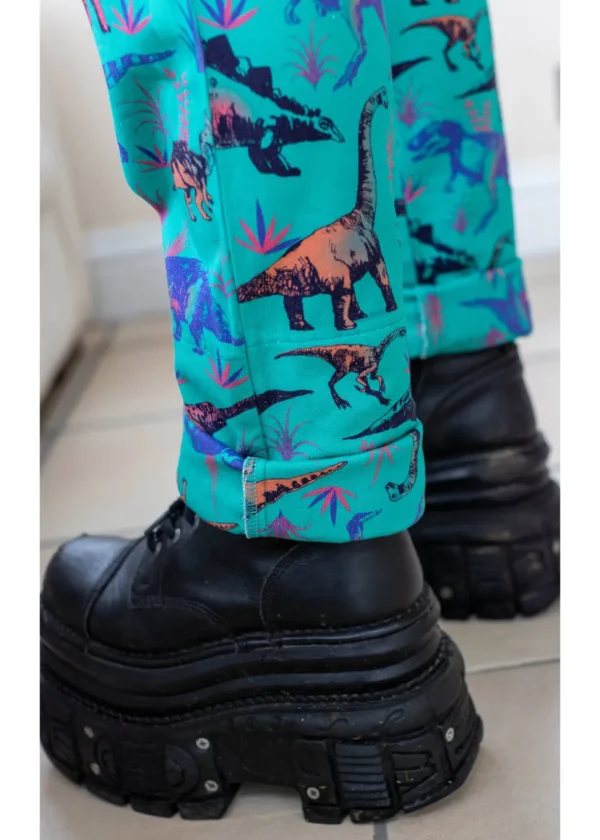 Run & Fly Adventure Dinosaur Twill 70's Dungarees Jade