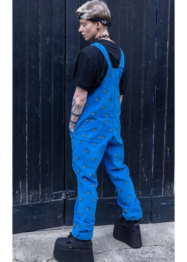 Run & Fly Bee Corduroy 70's Dungarees Blue