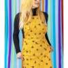 Run & Fly Bees Knees Twill 60's Pinafore Dress Gold
